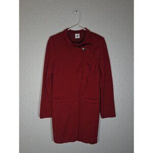 Cabi Jacket Sz Small 3456 Red Houndstooth Ruffle Trim Celebration Coat Long